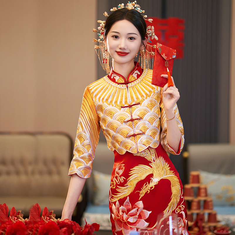 秀禾服婚服2025明星同款何超莲旗袍敬酒服新娘结婚龙凤褂嫁衣379