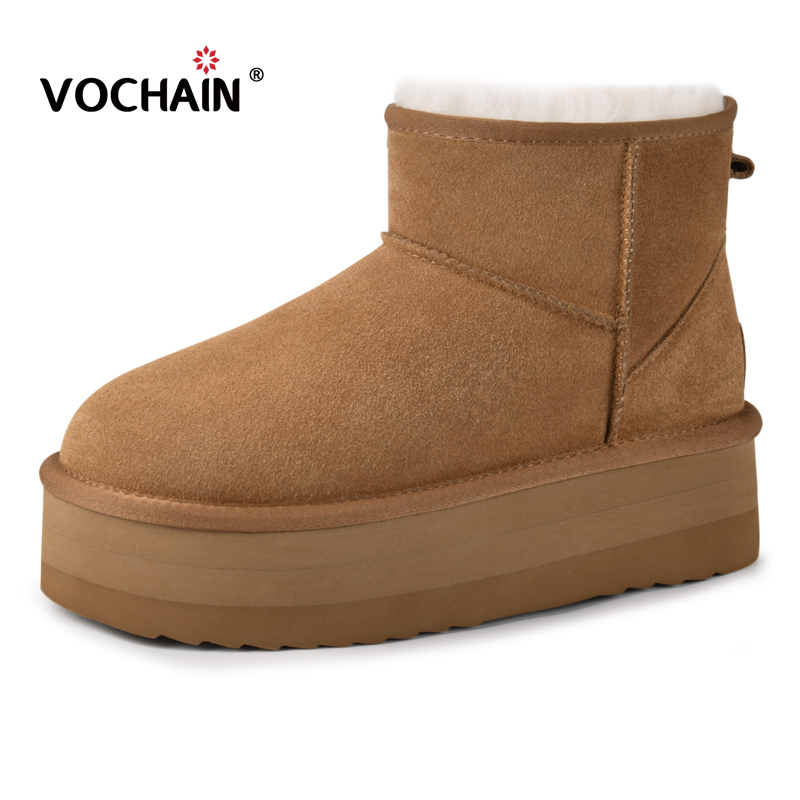 Vochain/梵纪澳洲厚底雪地靴女皮毛一体新款冬季东北户外加绒加厚