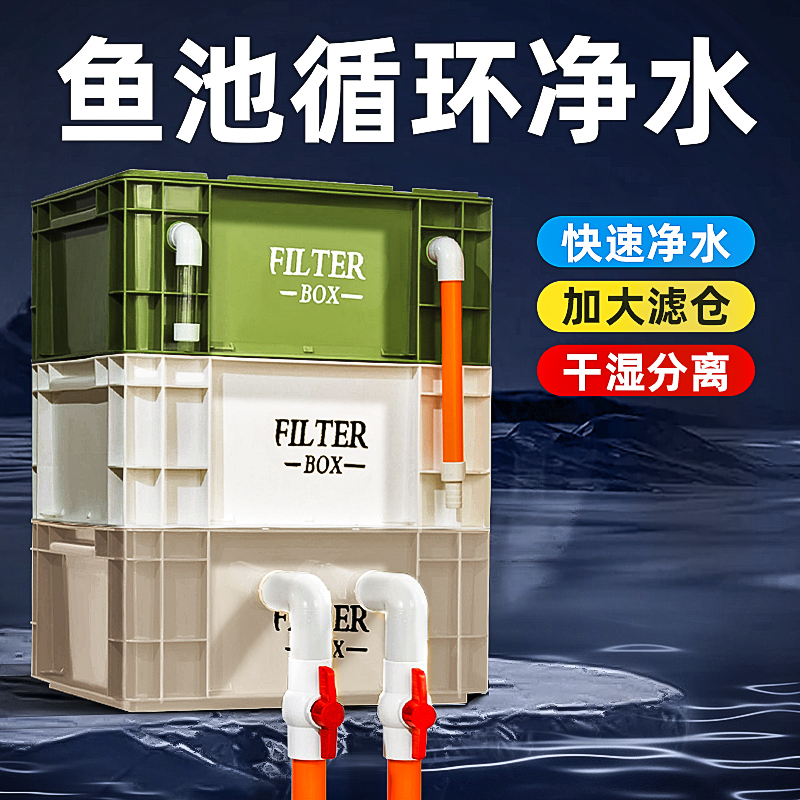  周转箱多层过滤箱鱼池鱼缸过滤器塑料加厚养龟养鱼超大号工业风