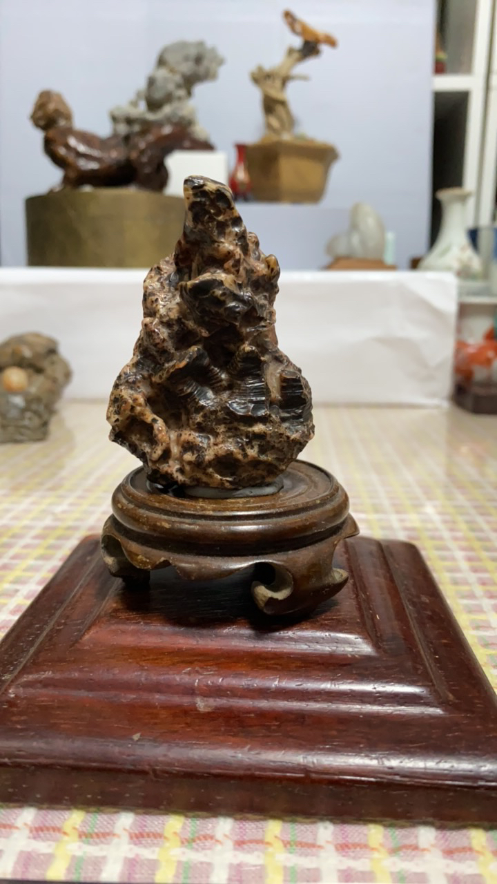 戈壁像形石“黑财神”工艺品手工艺风化假山桌面