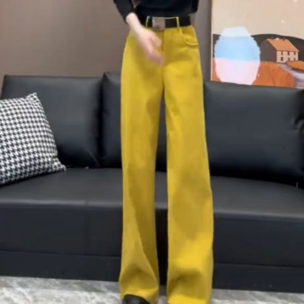 猫猫定制--[T3M12]韩版复古时尚高腰纯色宽松百搭休闲加绒阔腿裤