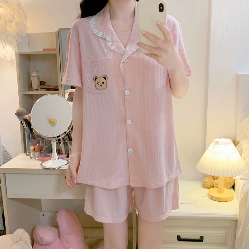 睡衣女夏季短袖短裤薄款甜美可爱宽松网红新款夏天休闲家居服套装