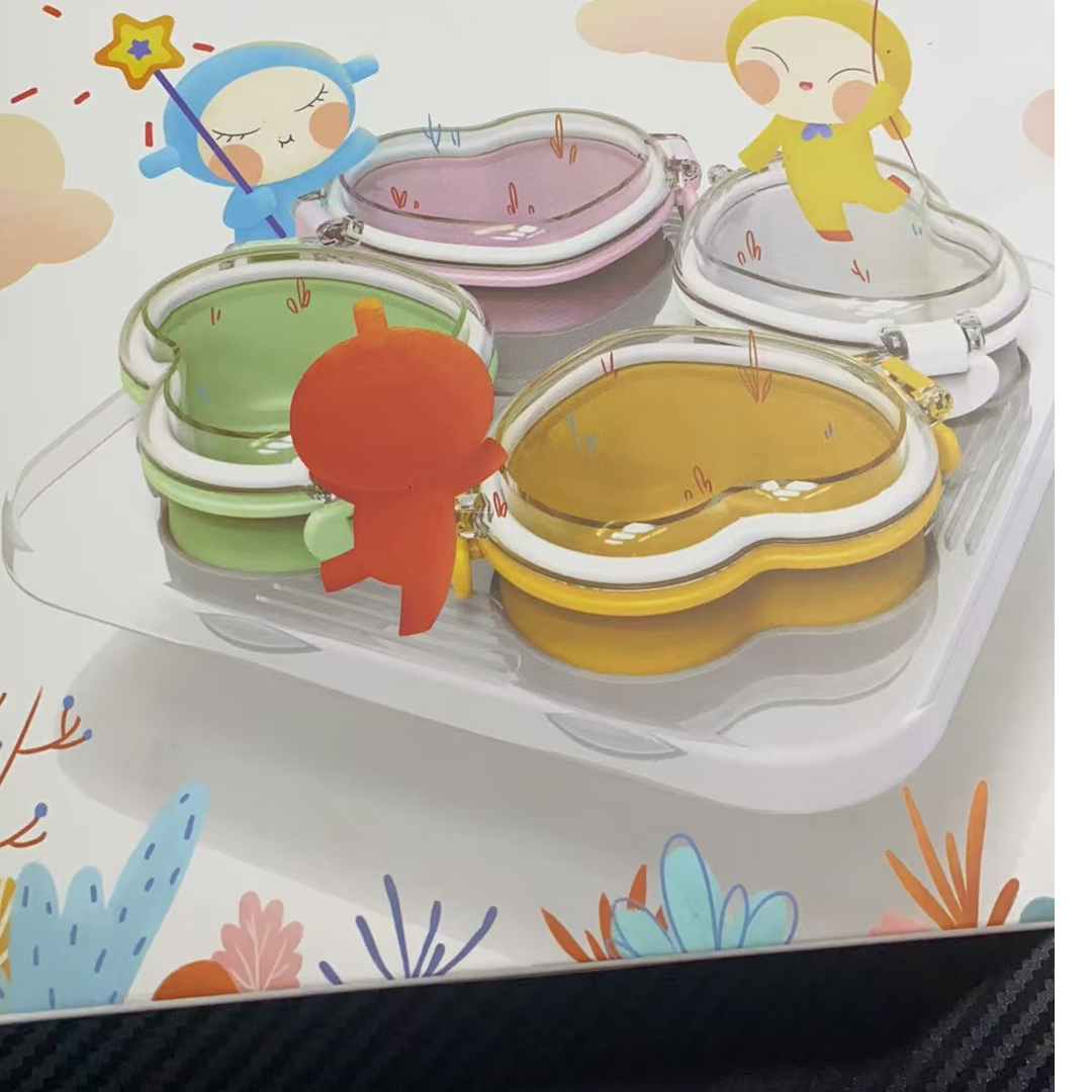 【包装盒不太好】心型方形四个装的辅食盒宝宝辅食盒
