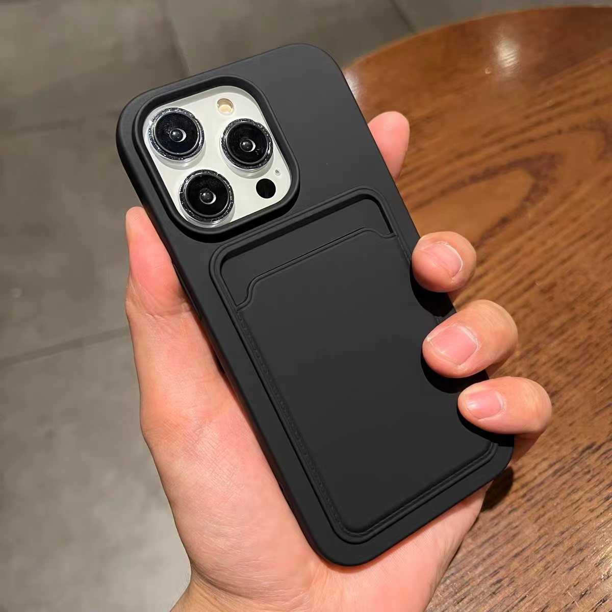 黑白卡包苹果14plus手机壳iphone13promax可插卡式12/11/XR软mini