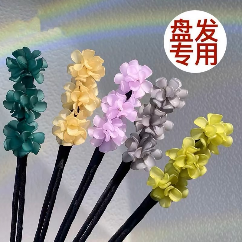 盘发棒丸子头神器新款丸子头花苞头气质亚克力发饰新升级款绣球
