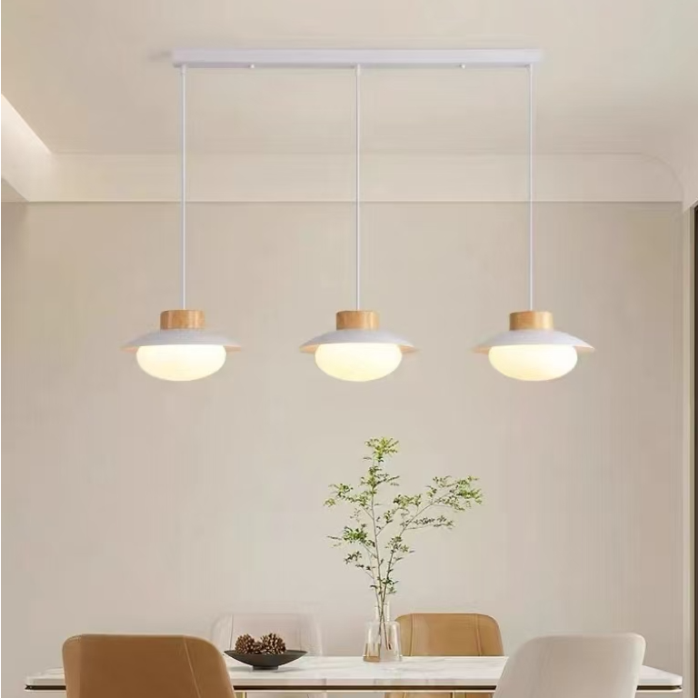 奶油餐厅吊灯现代简约餐桌灯具岛台灯餐厅吊灯餐吊灯创意长条