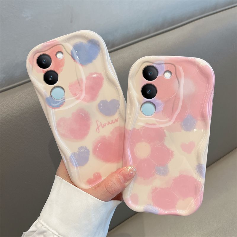 vivoS17t晕染蓝粉爱心手机壳s17pro可爱女V2282A创意奶油硅胶套