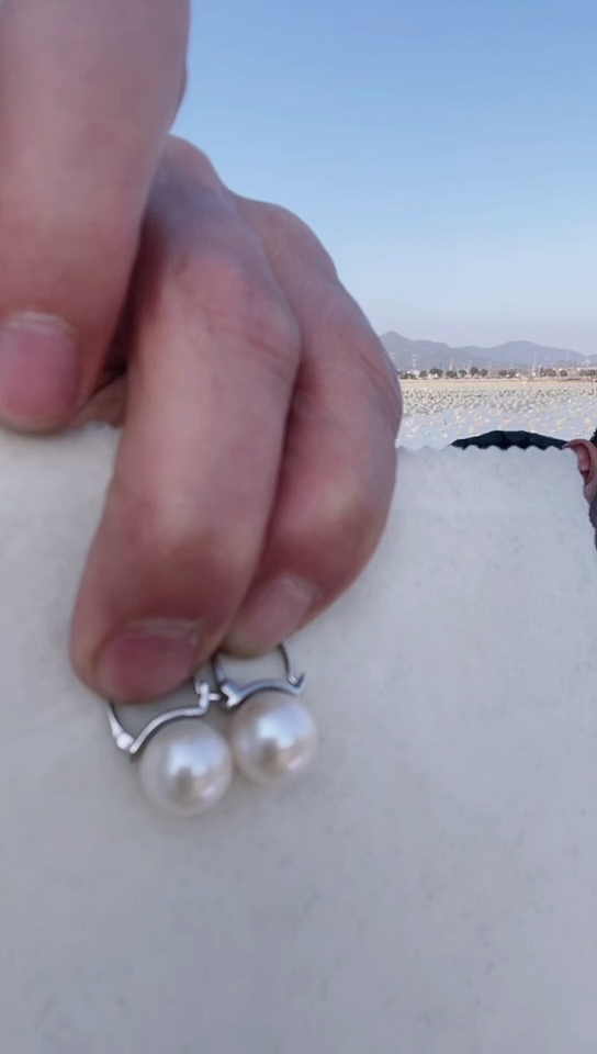 【闪购商品】淡水珍珠耳饰银S925镶嵌水桶白珠耳饰/11-12mm/s925银