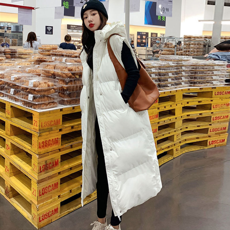 波司澄羽绒服马甲女中长款外套2023年新款秋冬季背心外穿过膝马夹