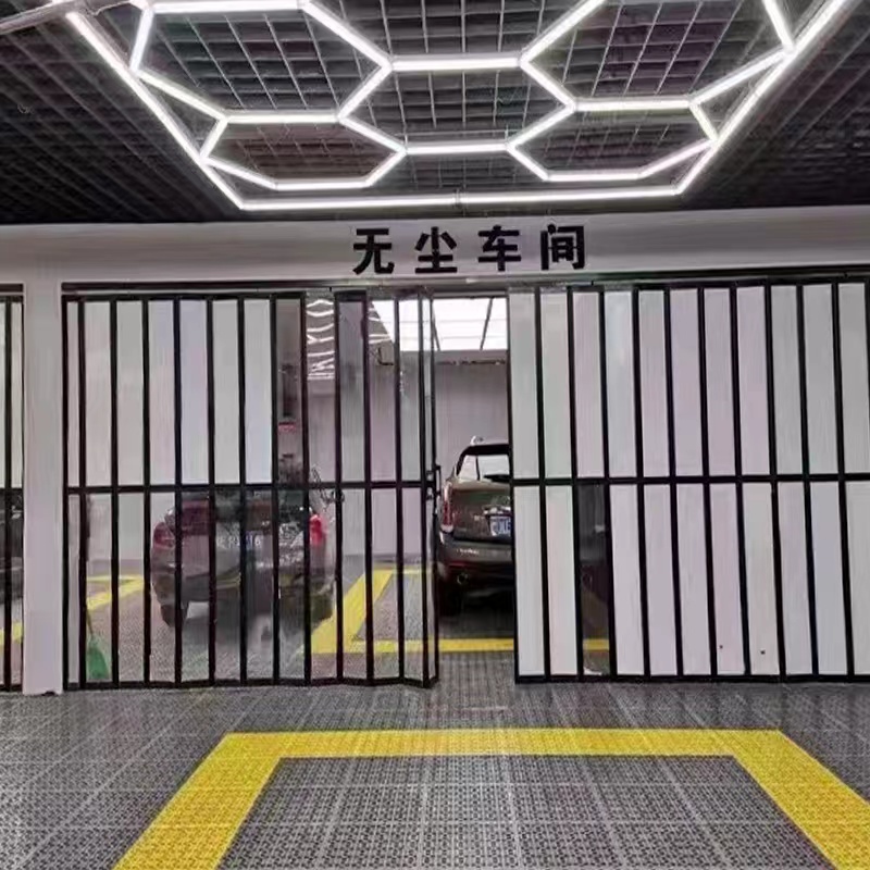 洗美店洗车房铝合金折叠门水晶折叠门防水隔断门商场推拉门美容店