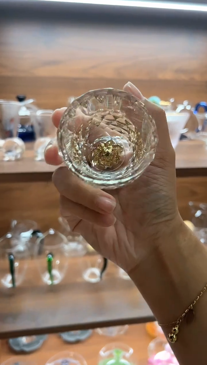 【闪购商品】玻璃茶盏金箔主人杯透明-120ml
