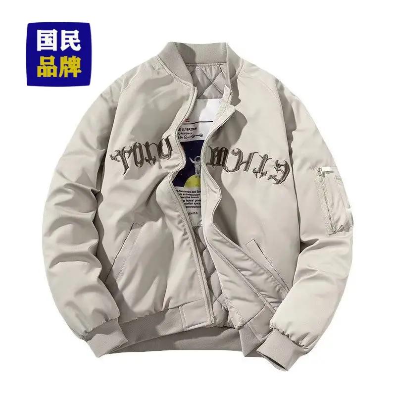 【小扬哥推荐】潮牌美式复古刺绣宽松棒球服飞行员夹克潮牌工装外