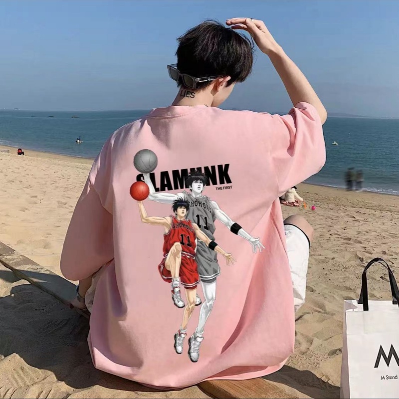 夏季宽松男女港风短袖T恤潮流百搭日系纯棉上衣男圆领半袖体恤衫