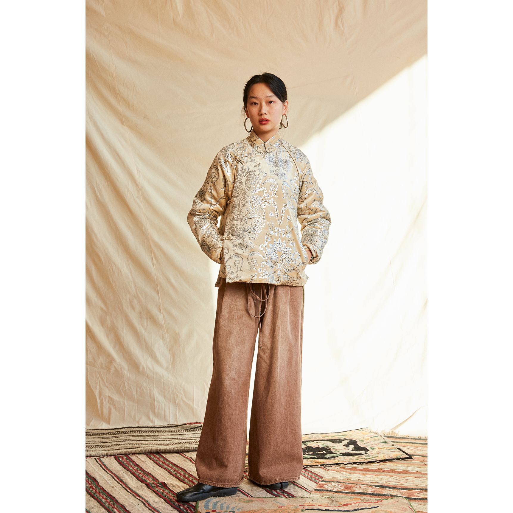 khawacan/卡娃坚 原创设计 保暖 进口 烫金麂皮外套民族风