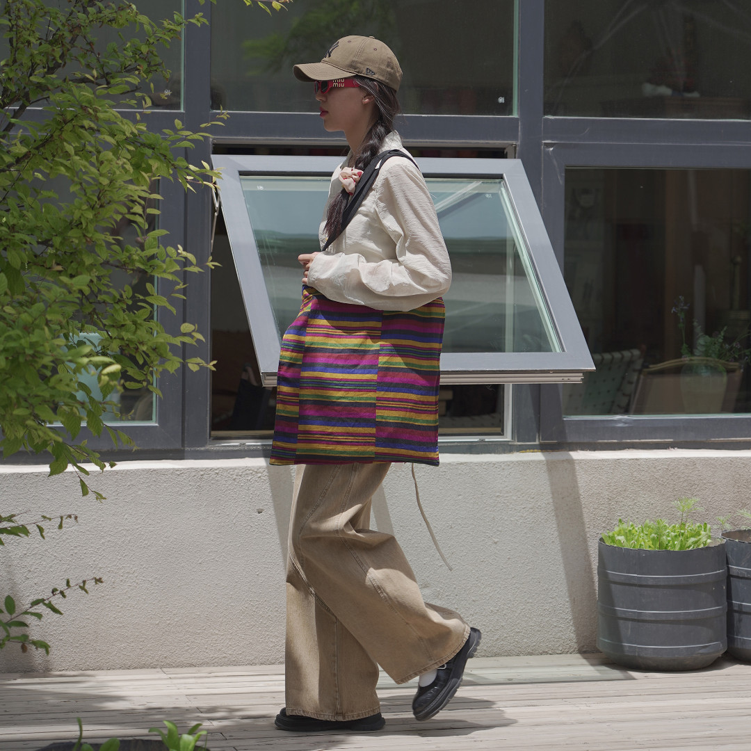 khawacan/卡娃坚原创  民族风 彩条单肩包 小众 设计师