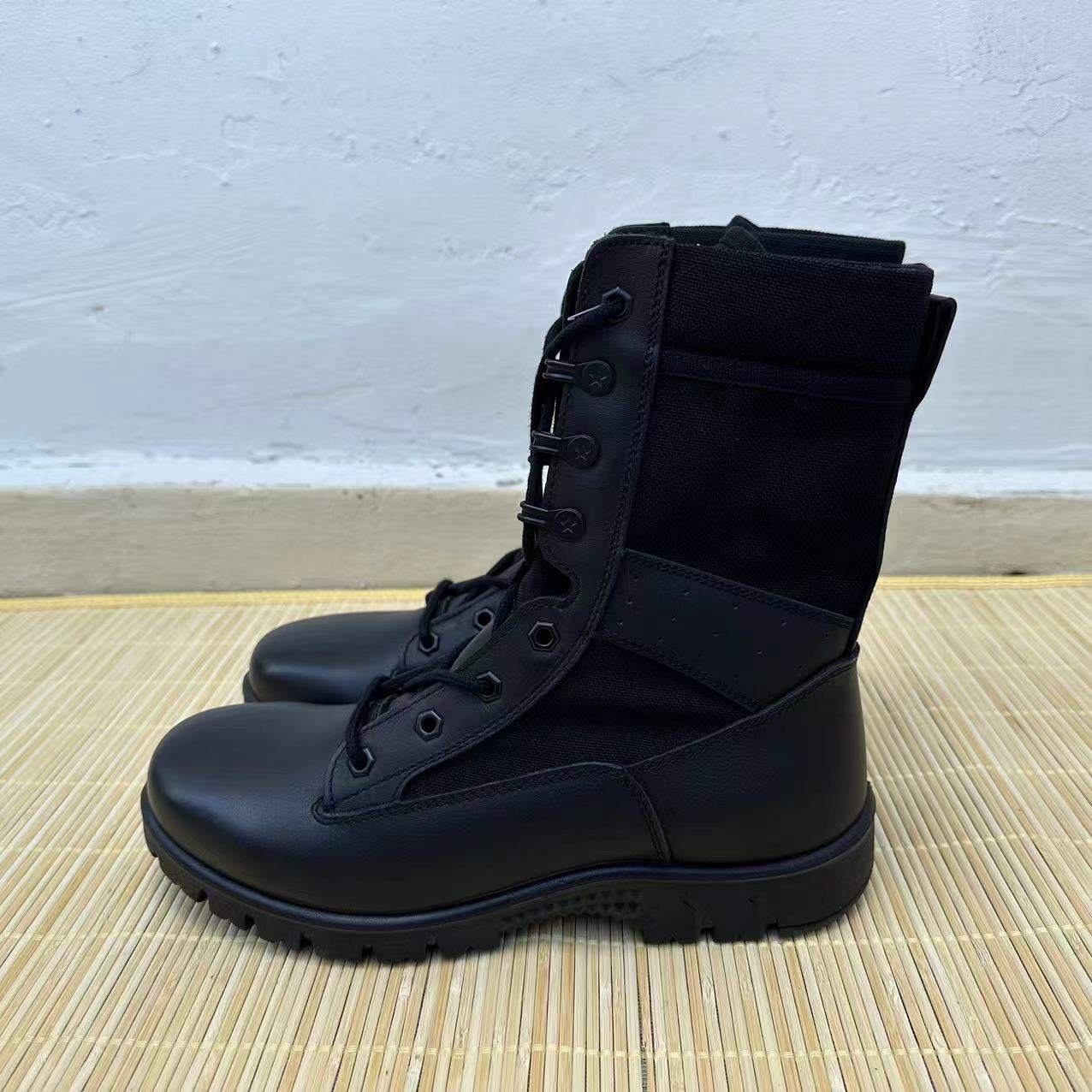 黑色高腰作战靴男女真皮耐磨防滑放刺穿双密度户外战术靴高帮高筒