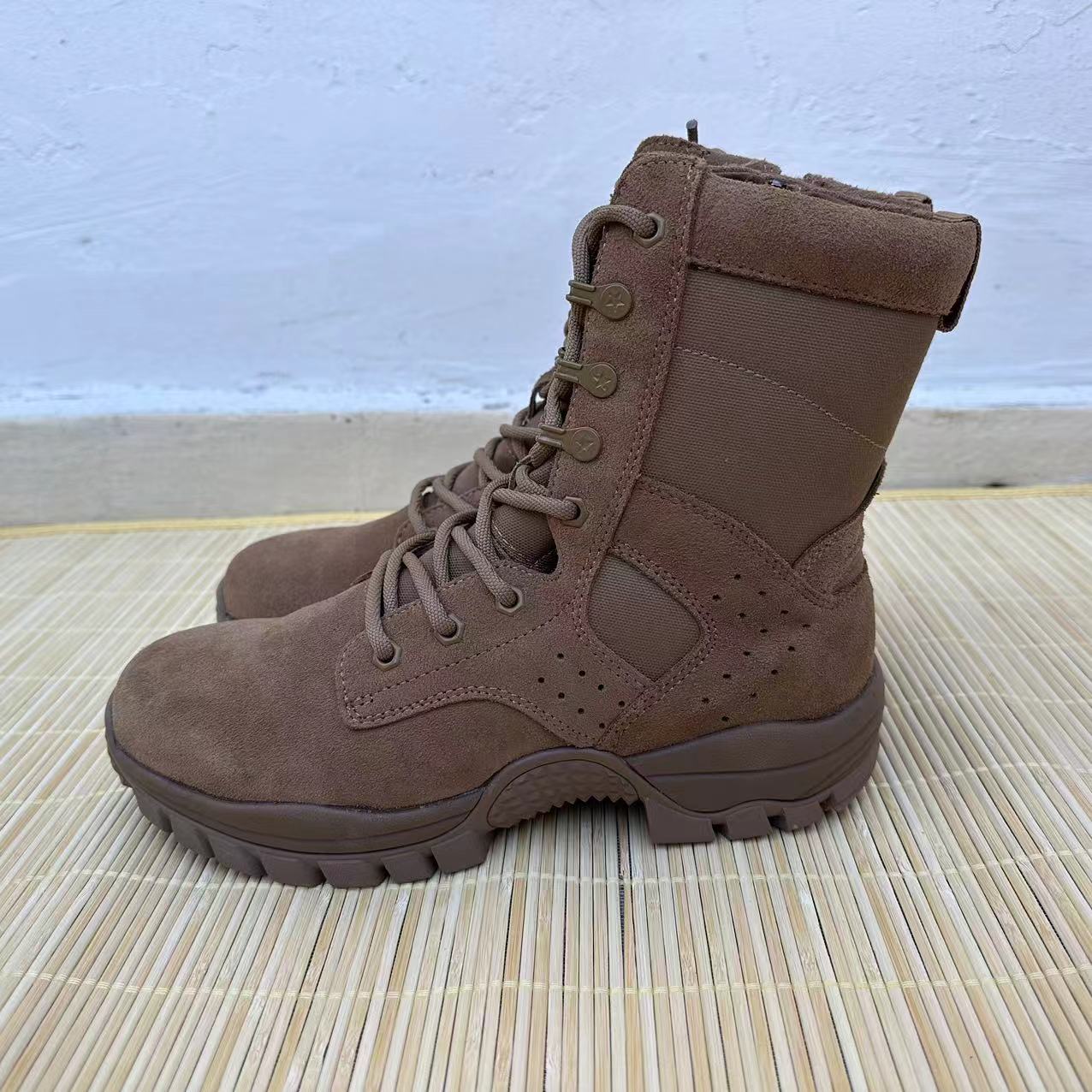 棕色作战靴男女超轻耐磨作训靴高帮拉链防水防刺穿沙漠靴户外登山
