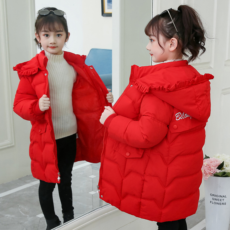 雅鹿女童棉服新儿童羽绒服衣洋气中长款棉袄中大童加厚冬装保暖