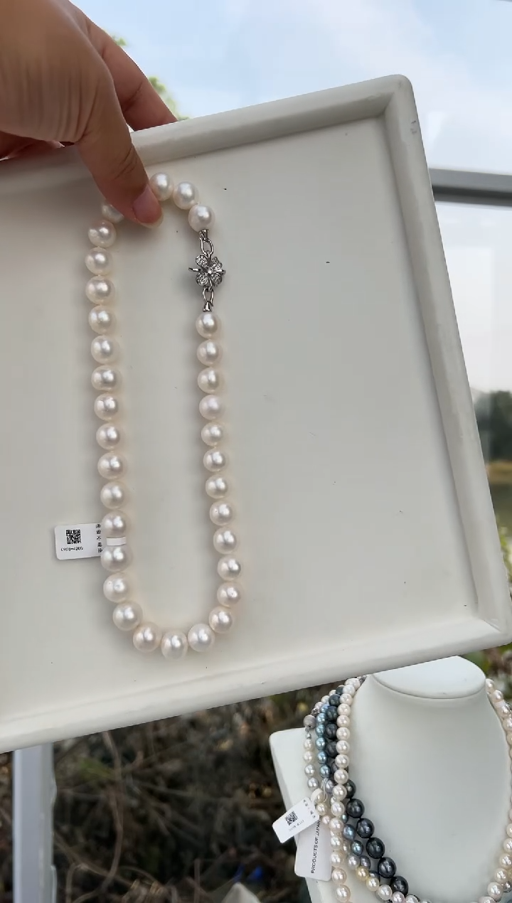 【闪购商品】淡水珍珠项链银S925镶嵌12-14mm全珠链