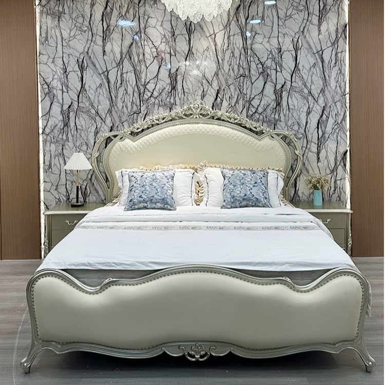 法式轻奢实木床美式复古1.8m现代简约双人欧式卧室家具真皮床