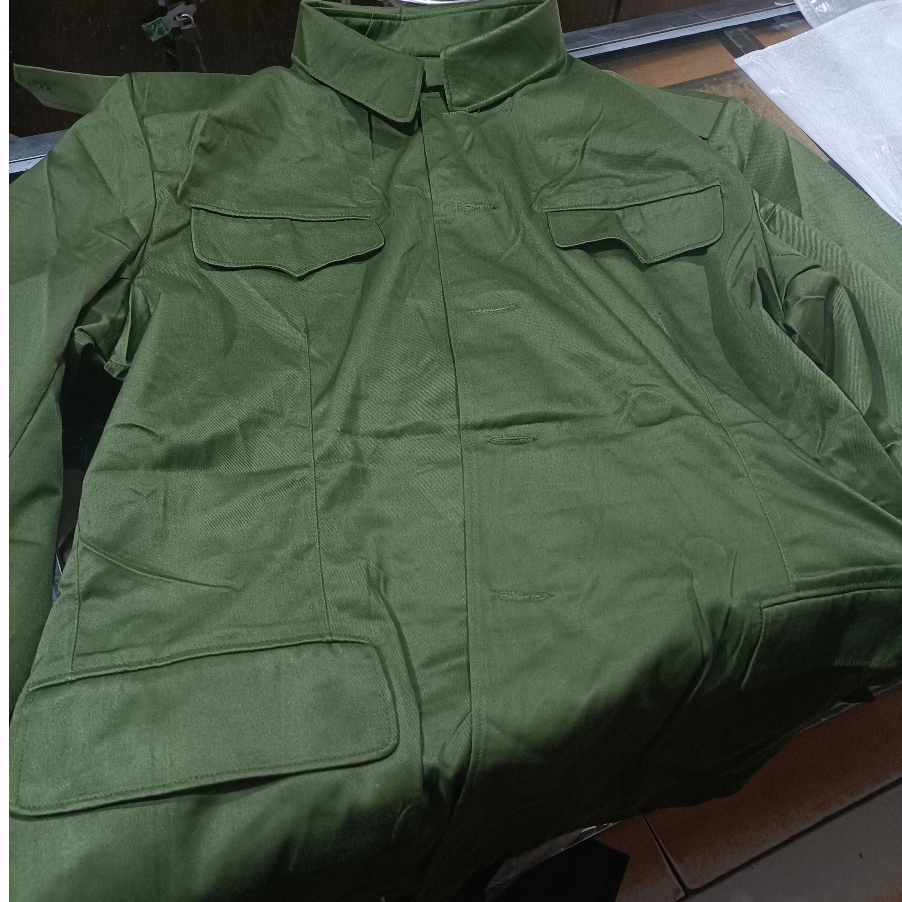 男式涤卡冬装单层上衣黄外套冬装单件上衣暗兜外套干款套棉袄大码