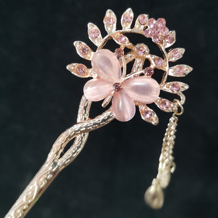 水钻发簪步摇发叉盘发百搭国风古风古典簪发发簪子