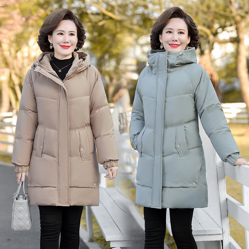 中年妈妈装冬装棉衣洋气棉服连帽女装衣服加绒时尚棉袄妈妈装外套