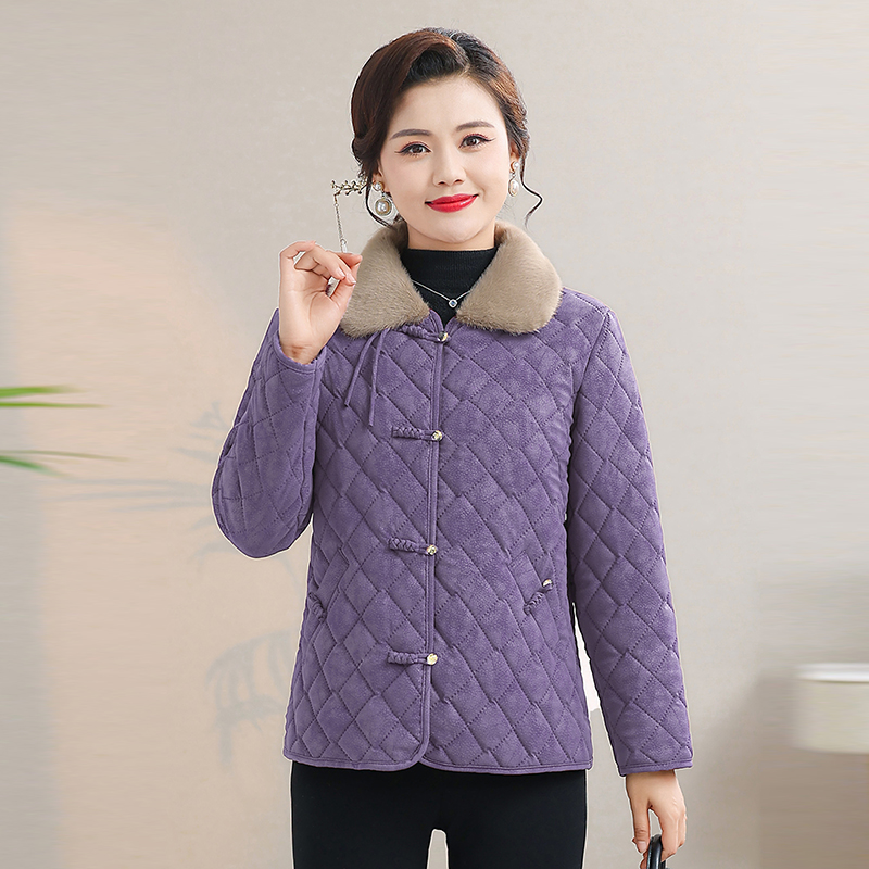 中年妈妈棉衣加绒加厚冬季新款洋气时尚棉袄外套宽松大码女装棉服