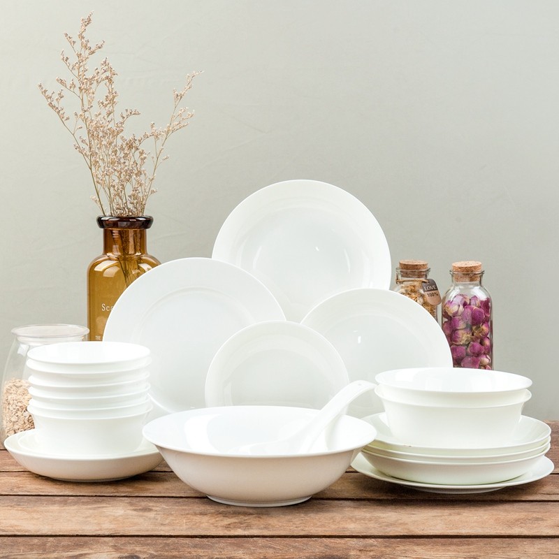 18头套组 高脚碗套装景德镇骨瓷餐具套装碗盘子陶瓷器青花瓷家用