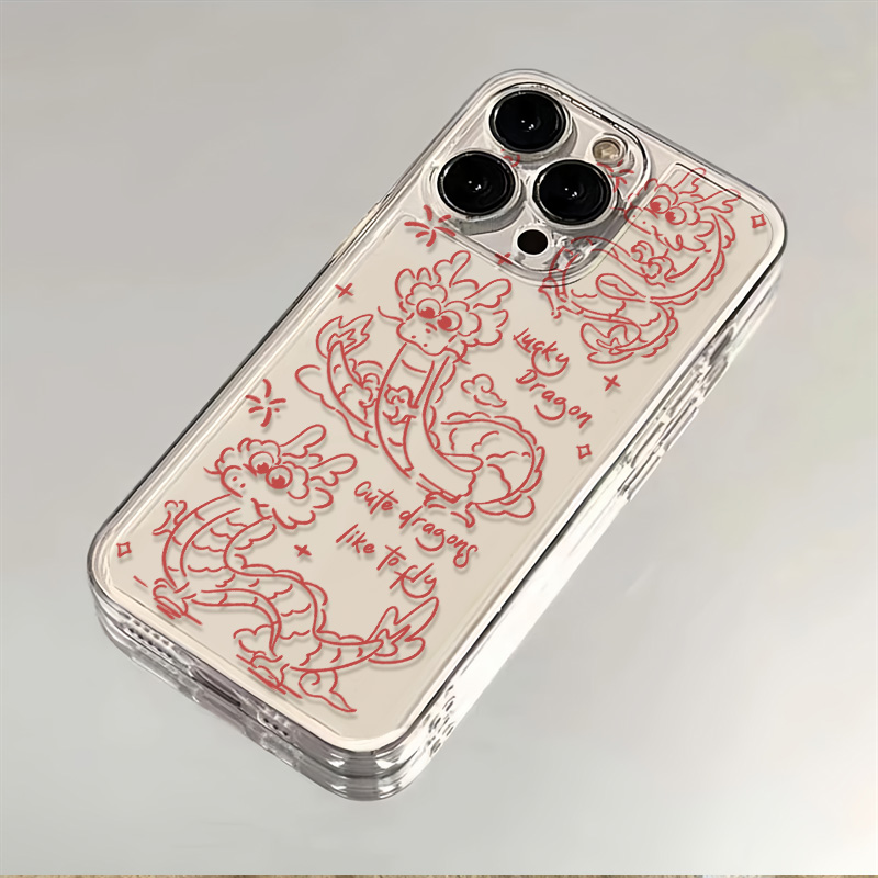 线条龙苹果华为OPPO荣耀VIVO小米红米三星透明全包iPhone15手机壳