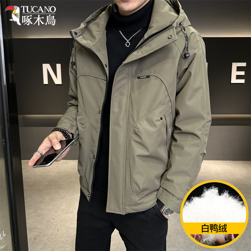 TUCANO/啄木鳥冬装新款拼接连帽羽绒服男士百搭保暖鸭绒外套1116