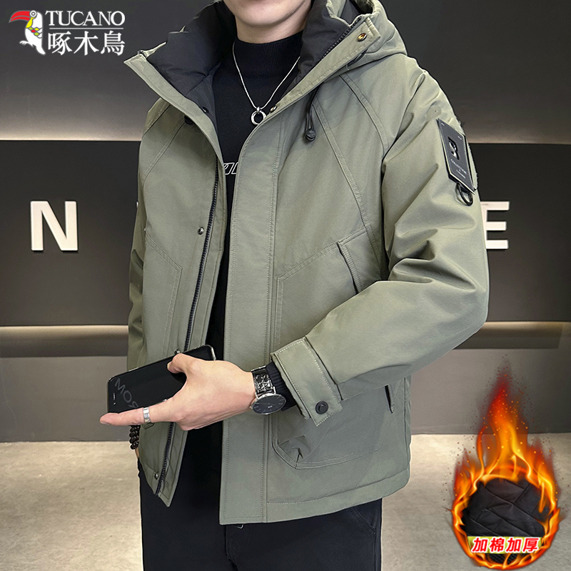 TUCANO/啄木鳥冬装新款加棉加厚连帽工装夹克男百搭保暖外套1116