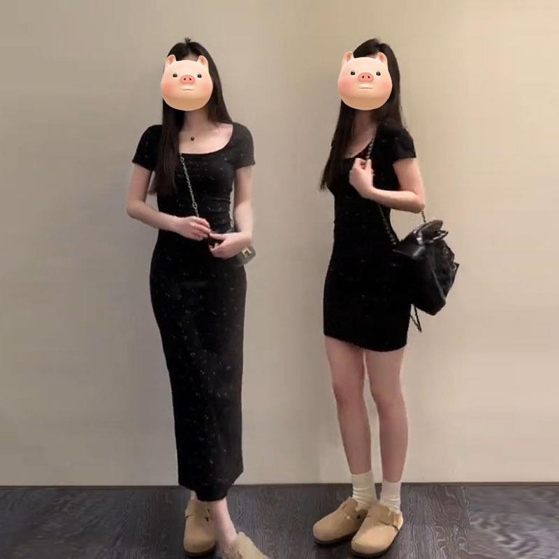 茶歇法式碎花连衣裙子女装2024早春季新款夏季包臀裙梨形身材长裙