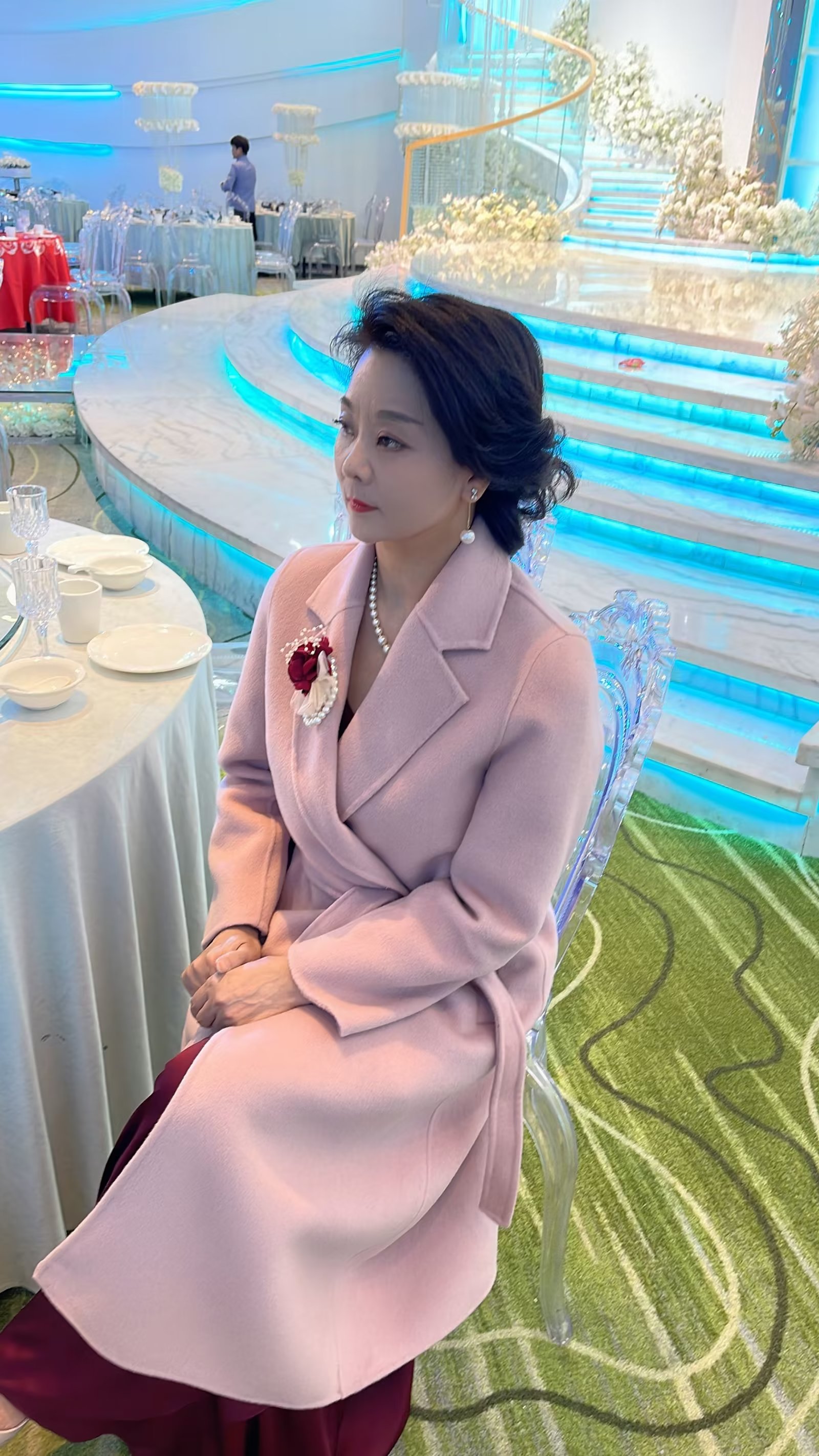 0061-喜妈妈喜婆婆棉羊毛秋冬时尚百搭气质女士藕粉色大衣