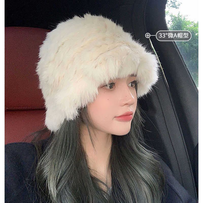 粉秋冬季新款大头围显脸小毛茸茸盆帽外出游玩百搭减龄遮阳帽