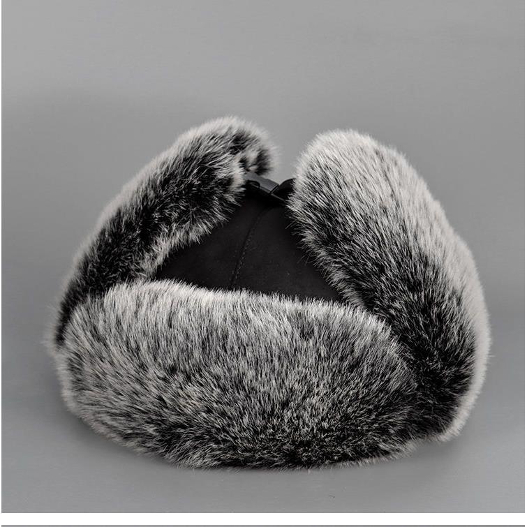 北棉帽大尺码雷锋帽男冬季加厚户外防寒保暖护耳毛帽子黑色男女