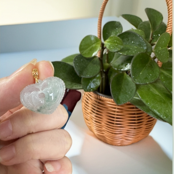 天然A货冰种高冰翡翠鸳鸯镶嵌18K金吊坠项链雕刻气质时尚项链