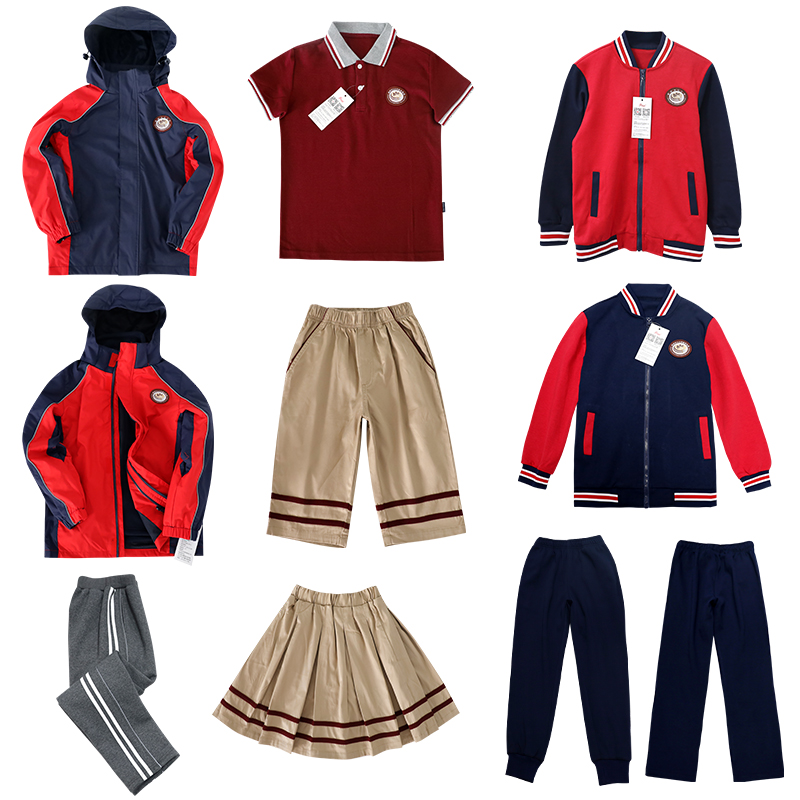 小学生校服可脱卸二合一冲锋衣套装秋季运动服夏季短袖四季班服