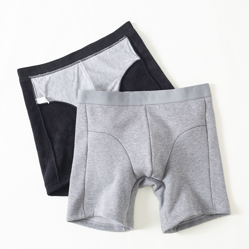 保暖内裤男加长男士平角裤加绒加厚短裤抑菌里裆裤头秋冬季棉裤衩