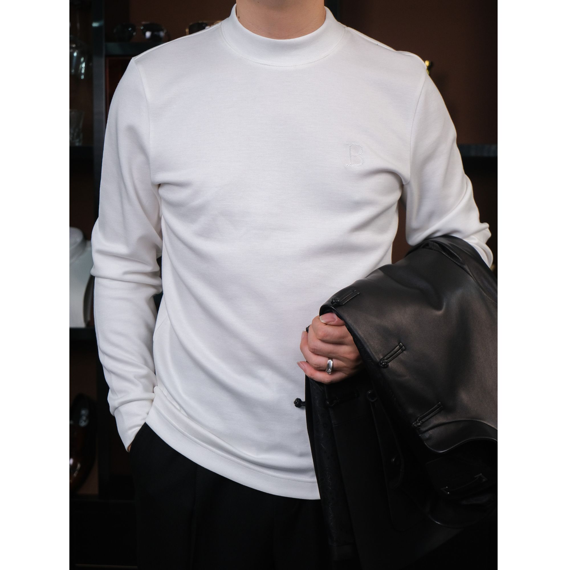 BUFNROEEY新款秋冬男士内搭单件长袖羊毛打底T恤百搭潮流时尚男装