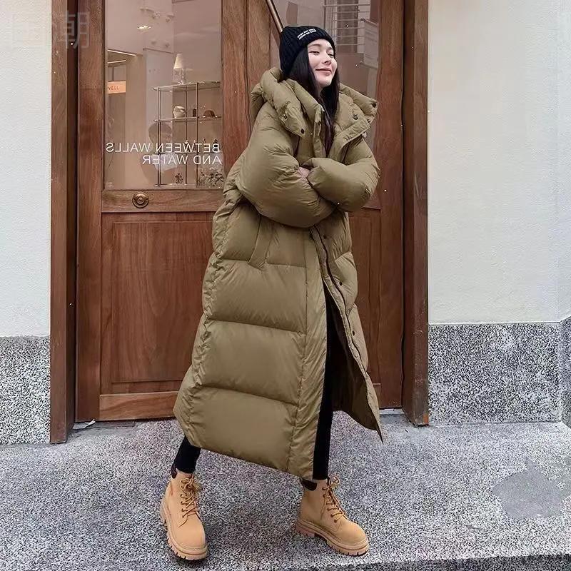 新款爆款2022冬新款长款羽绒服女加厚连帽面包服宽松过膝同