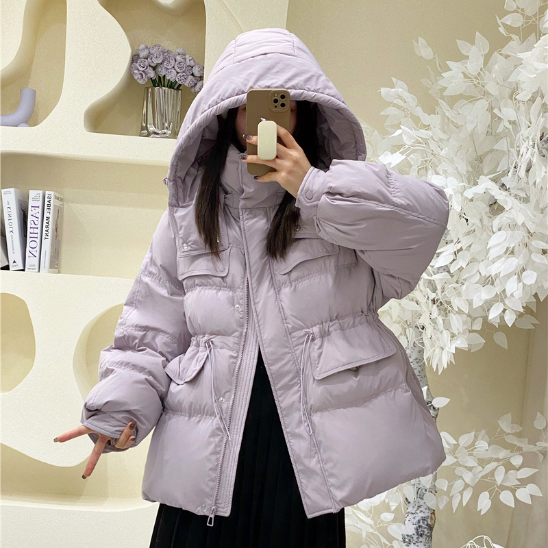 秋冬新款新款羽绒服新款2023新款韩系芋泥紫收腰羽绒服女中长款冬
