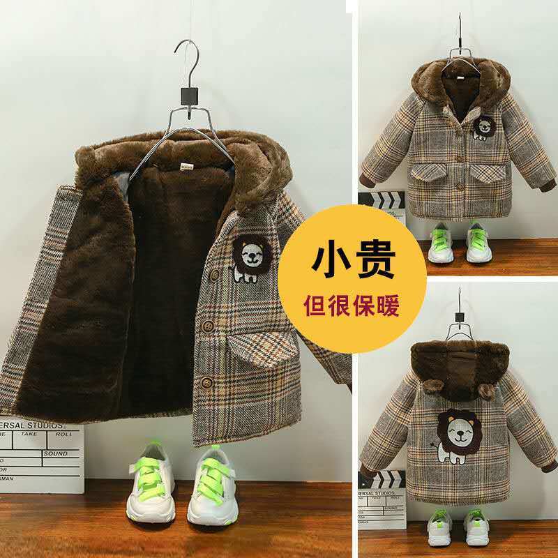 男童派克服棉衣2023年新款洋气棉服中小童加绒加厚宝宝呢子外套潮