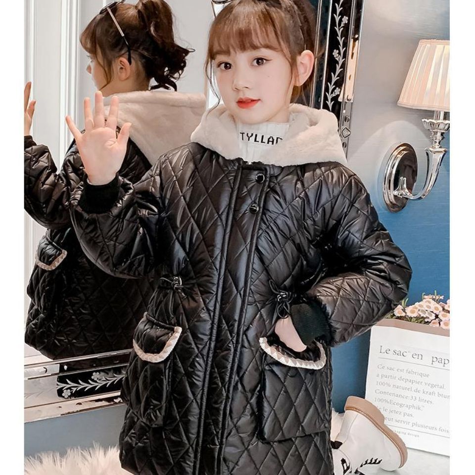 女童棉衣加绒加厚2023年款儿童洋气冬装棉服女孩韩版棉袄外套潮流