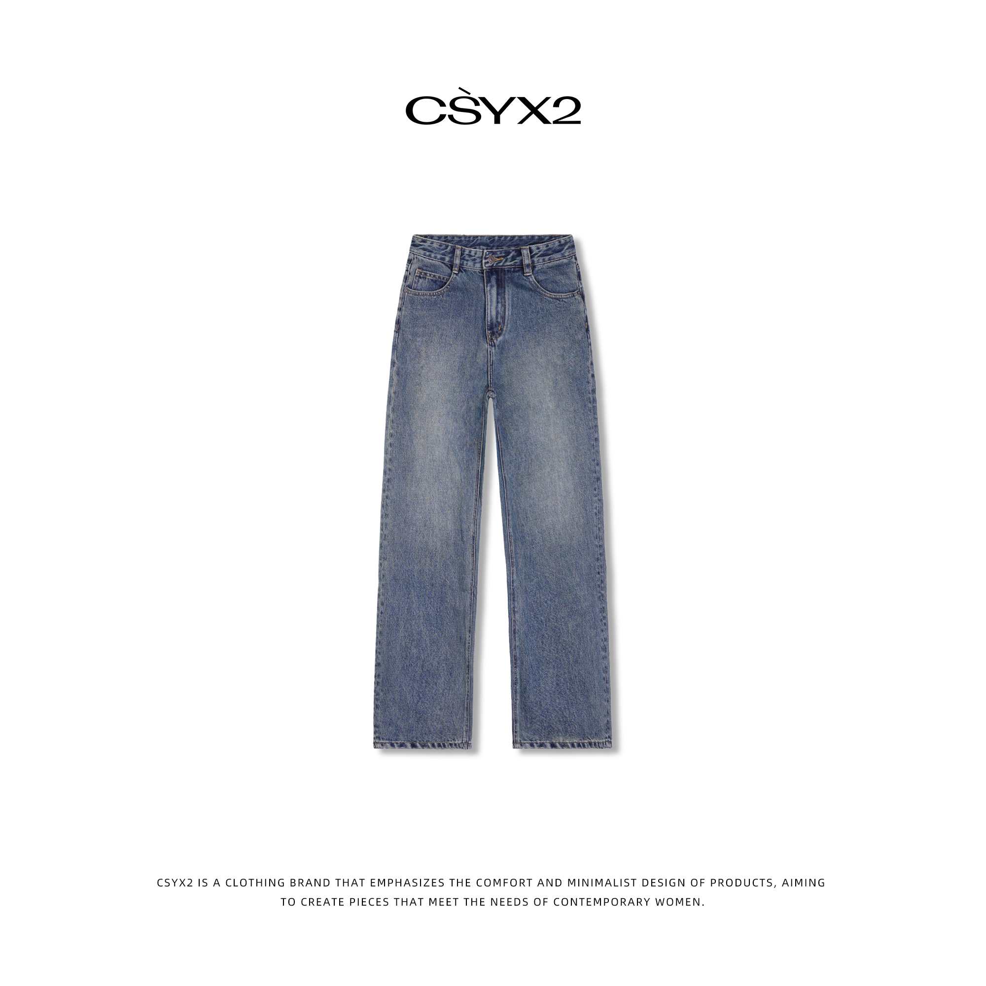 CsyX2- 【长腿日记】2023F/W100棉水洗中腰直筒牛仔裤CSY-ZZ-K20640