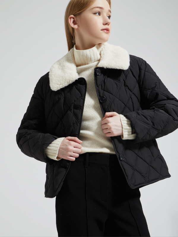 2025新款百搭韩版休闲宽松款女保暖翻领羽绒服气质短款181/191