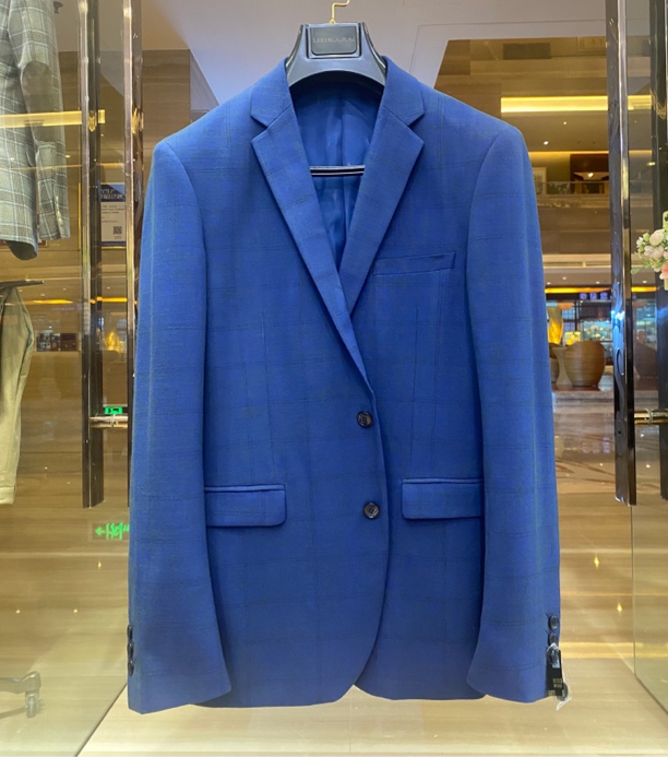 春秋男士休闲西服深蓝修身时尚西装外套