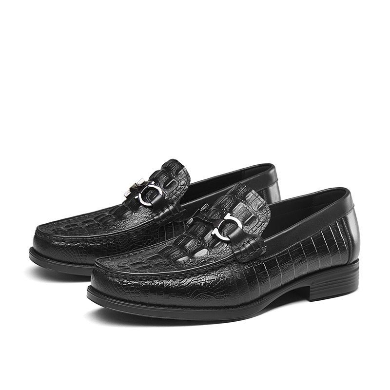 私人定制男士经典舒适百搭鳄鱼纹夏季商务皮鞋