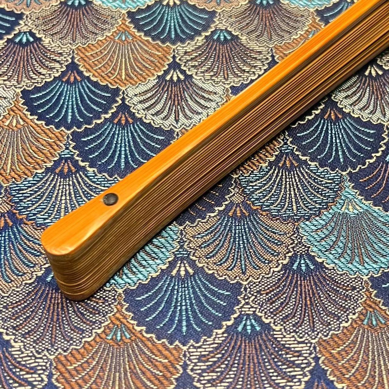 冯顺手制  老玉竹小头型单青 文玩苏扇  （默认粘扇面，调机械）