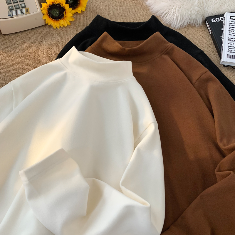 BBXX 德绒半高领打底衫男冬季加绒保暖纯色百搭宽松大码内搭上衣